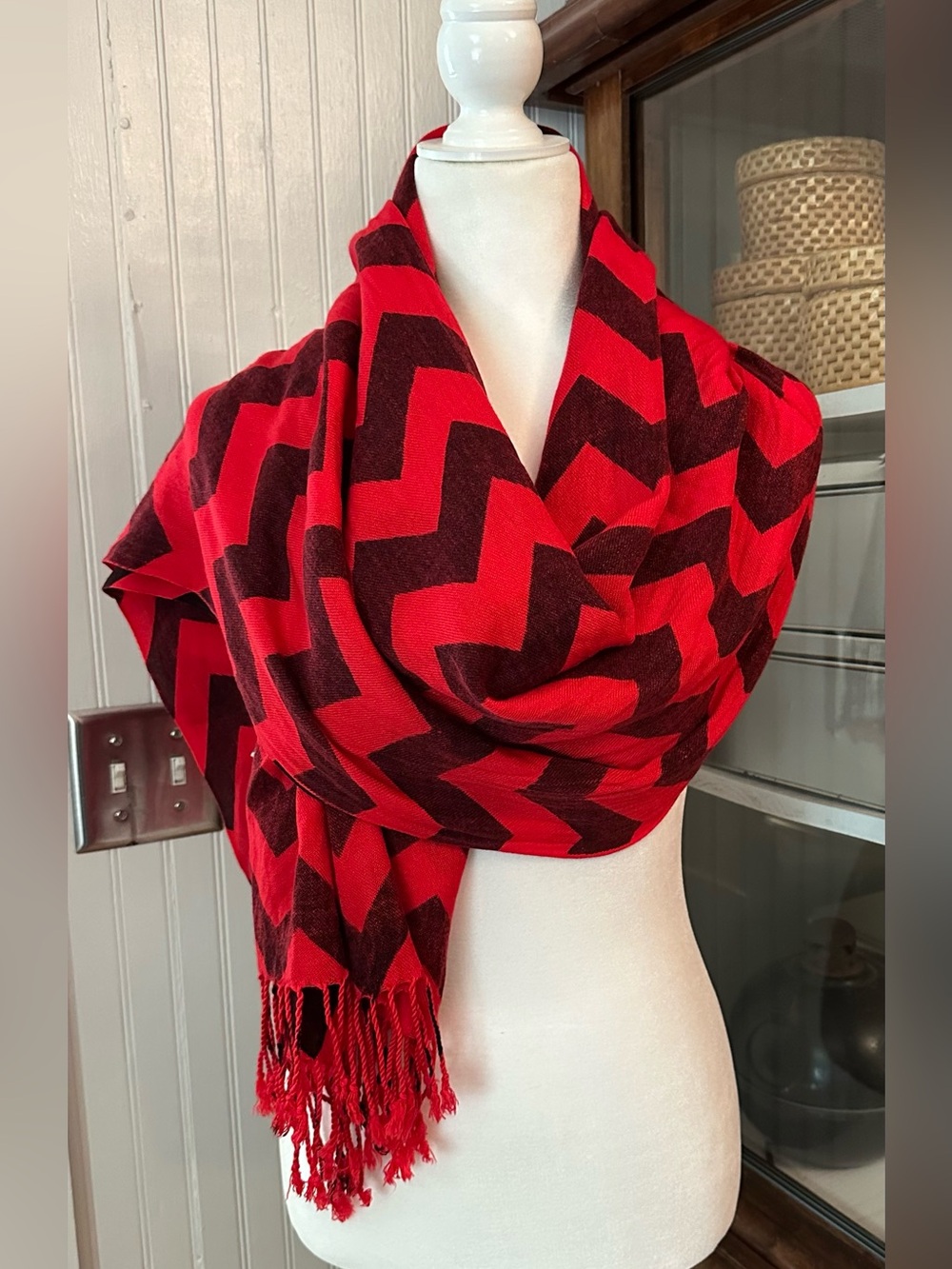 Women’s chevron scarf • Fringe edges • unique